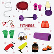 Fitness sport equipment set. Vector illustration in flat style.