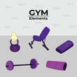 Fitness equipment set in flat style, Healthy lifestyle concept. Vector illustration.