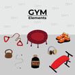 Fitness equipment set in flat style, Healthy lifestyle concept. Vector illustration.