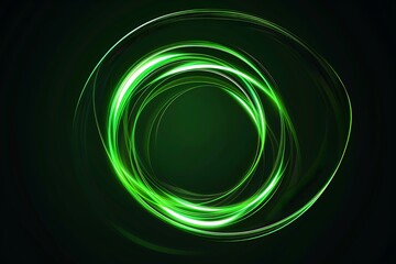 Wall Mural - Green circle light effect background. Swirl glow magic line trail. Light effect motion. .