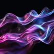 A glowing, abstract, flowing shape with bright colors and a dark background.