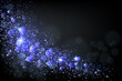 Illustration with an isolated arc of blue color with sparkles on a dark background.