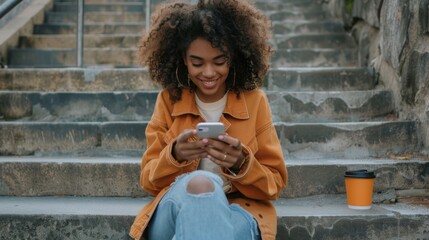 Sticker - Woman Enjoying Time with Smartphone