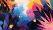 vibrant and colorful abstract painting with a tropical theme.