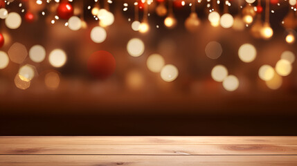 Wall Mural - christmas lights on a wooden background,christmas lights background