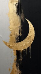 Minimal simple gold moon wall art astronomy.