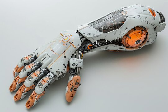 Conceptual 3D artwork of a futuristic robotic prosthetic arm