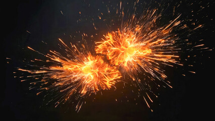 Poster - Abstract backgrund of sparks and fire line of molten metal from the burning of iron at night