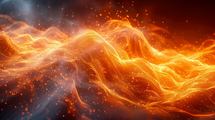Poster - Futuristic abstract sci-fi background with glowing waves and particles fractal galaxies