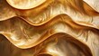 A gold wave with a shiny texture. The gold color and the texture give the image a luxurious and elegant feel