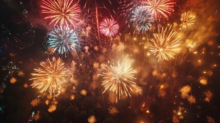 Poster - A fireworks display with a lot of bright colors and a lot of fireworks