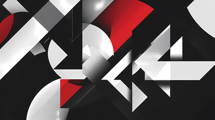 Wall Mural - abstract geometric typography with a red, white, and black color scheme