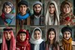 b'A group of young people wearing traditional Middle Eastern clothing'