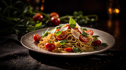 Wall Mural - pasta with tomato and basil