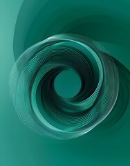 Aufkleber - Abstract background with a swirling teal vector shape on an isolated green backdrop, creating the illusion of depth and movement. The design is minimalistic yet captivating, featuring clean lines that