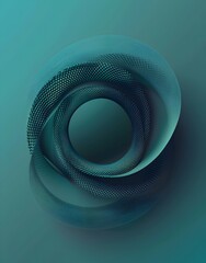 Poster - Abstract background with a teal gradient and swirling vector element in the shape of an oval or torus, creating an elegant and modern design for branding or packaging use. The dark blue-green color ad