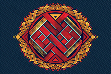 Aufkleber - logo mockup woven into a tapestry of intricate patterns