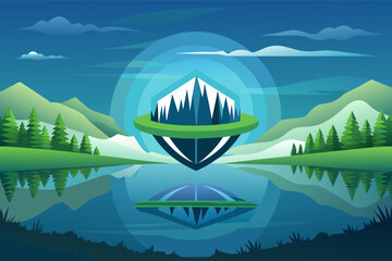 Aufkleber - logo mockup appearing as a reflection in a tranquil pond