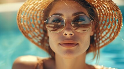 Wall Mural - portrait of woman in sunglasses at summer resort