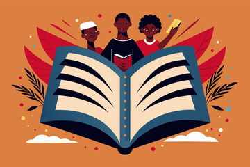 Aufkleber - minimalist illustration of a book opening to reveal a powerful message about Black history