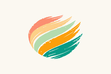 Aufkleber - logo design that utilizes a textured brushstroke and a pastel color palette, evoking a sense of artistry and warmth