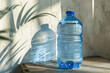A refillable water gallon designed for a water dispenser, providing clean drinking water.

