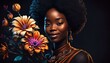 Blossoming Beauty: Woman Radiant with Flowers