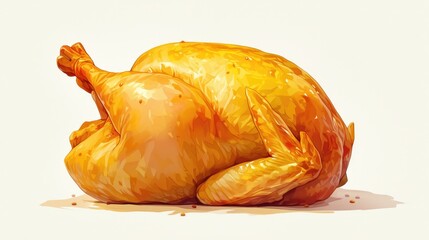 A vibrant 2d illustration capturing a whole raw chicken symbolizing poultry meat set against a clean white background