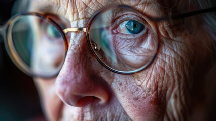 Poster - Close-up of a person wearing glasses, suitable for various projects