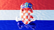 Vibrant Reflection of a Crested Skull on the Croatian Flag