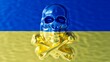 Gleaming Skull Superimposed on Ukraine National Colors