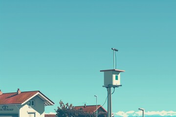 Poster - A clock tower with a weather vane on top, suitable for various projects