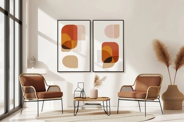 Poster - A simple and stylish living room setup. Ideal for interior design projects