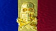 Golden Skull Gleaming on the Flag of Romania