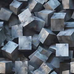 Poster - A pile of metal cubes stacked on top of each other. Suitable for industrial and construction concepts
