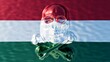 Glistening Skull Reflection on the Tri-Color Hungarian Flag