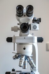 Aufkleber - Close up of a microscope on a table. Suitable for scientific and educational purposes