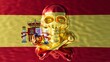 Golden Skull Elegance on the Vibrant Spanish Flag Canvas