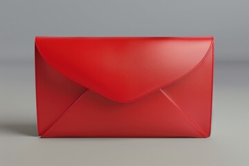 Aufkleber - A red leather envelope placed on a gray surface. Suitable for business and office themes