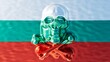 Translucent Skull over the Tricolor Waves of the Bulgarian Flag