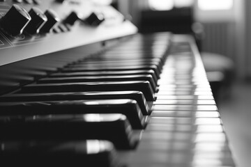 Poster - A classic black and white piano. Suitable for music themes