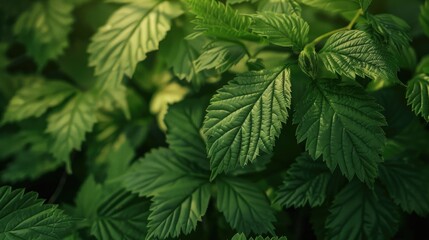 Poster - Close up of a plant with green leaves, suitable for nature backgrounds
