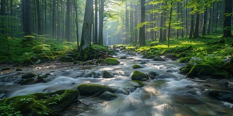 Wall Mural - morning in the forest