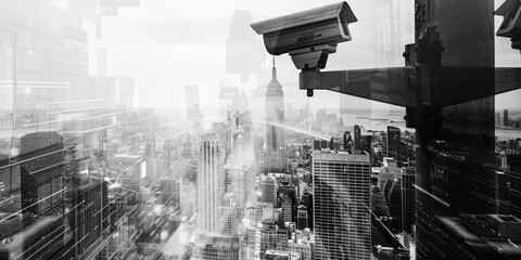 Poster - Black and white photo of a city, suitable for urban concepts