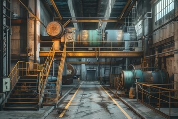 Canvas Print - A large industrial building with numerous pipes. Suitable for industrial and manufacturing concepts