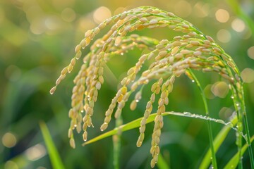 Poster - Close up of a plant with water droplets. Suitable for nature and environment concepts