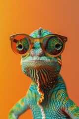 Poster - Close up of a lizard wearing glasses. Suitable for educational materials