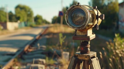 Poster - A camera mounted on a tripod. Suitable for photography and videography projects