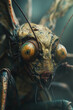 Hyper-Realistic Praying Mantis Portrait with Intense Gaze