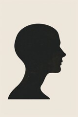 Poster - Simple black silhouette of a man's head on a plain white background. Suitable for various graphic design projects